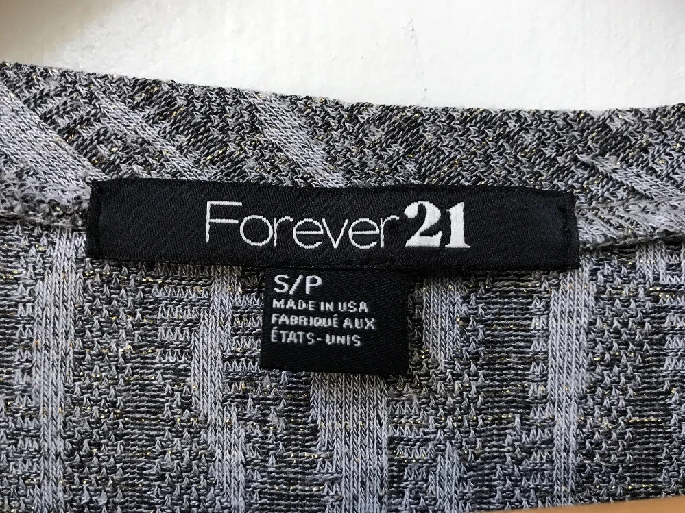 Forever 21 Women's Knit Tops Short Sleeve Boxy Gray With Gold Thread S Small eBay