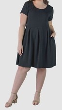 24seven Comfort Apparel Womens Black Scoop Neck Pocket Dress Plus Size 1X