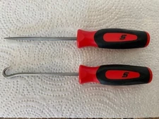  Combo Snap-on USA NEW RED Mini Instinct Handle Soft Grip Hook Pick & Straight