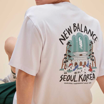 カップルTシャツ【NEWBALANCE】UNI USA Classic半袖Tシャツ New Balance UNI Seoul City Running T-Shirts Unisex Casual