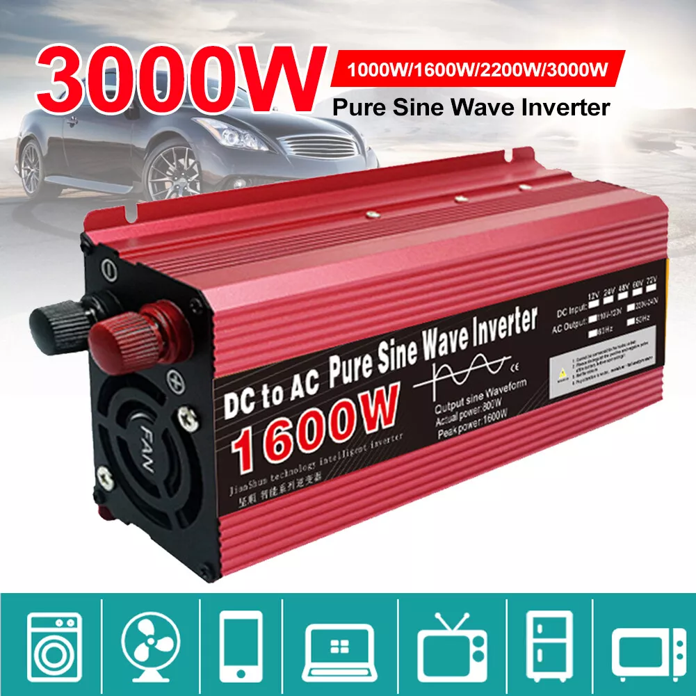 Pure Sine Wave Car Power Inverter 12/24V DC To AC 220V 1000-3000W Solar Inverter