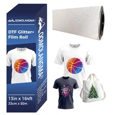 Glitter DTF Film 13" x 164ft Roll Cold Peel For Dark Light Fabric Transfer