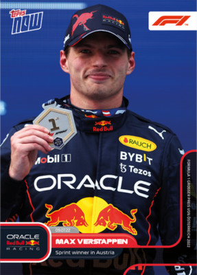   Topps Now Formula 1 2022 #39 Max Verstappen - Oracle Red Bull Racing