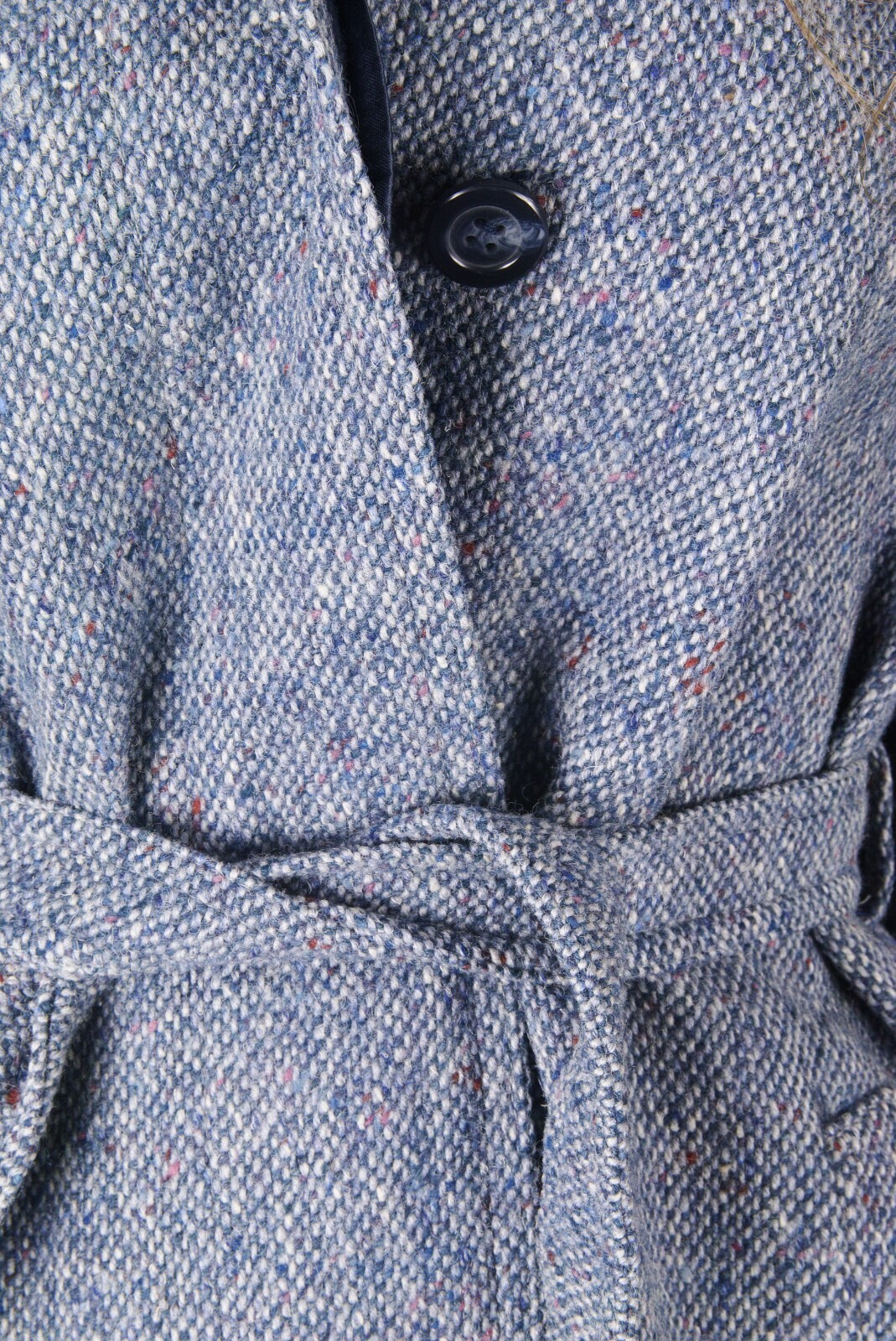 Vtg. Blue Irish Donegal Tweed Coat Hourihan Look Feel Angora Cashmere Silk Sz S image 6
