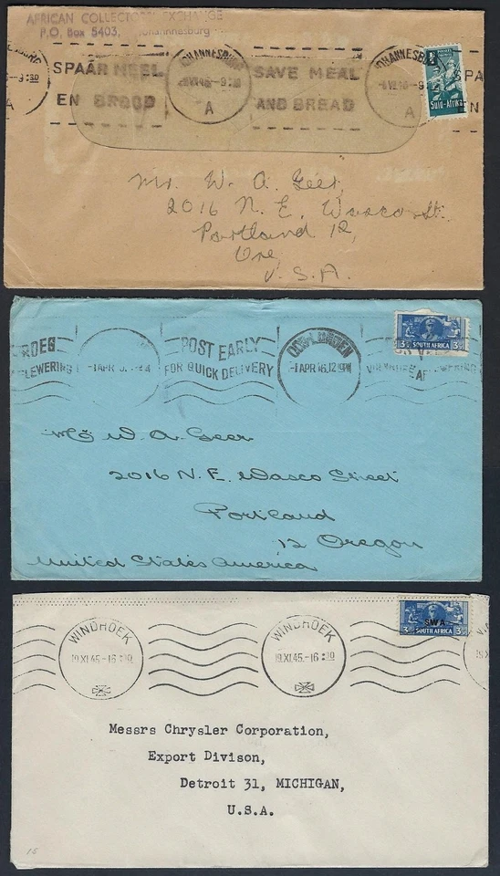 SUDÁFRICA AÑOS 40 50 SIETE CUBIERTAS COMERCIALES DIFERENTES CIUDADES INCLUYENDO 1 REGISTRO Foto 2 de 2