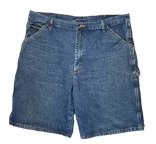 Old Mill Carpenter Shorts Mens 42 Blue Denim Utility 100% Cotton Pockets Zip