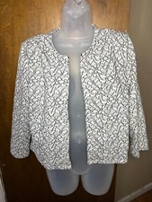 Philosophy Crop Black White Blazer Open Front Medium NWT Nordstrom Shoulder Pad