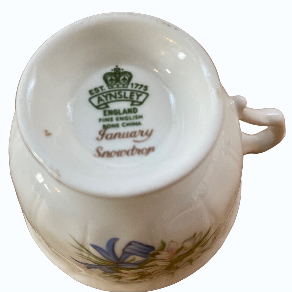 AYNSLEY 陶花 JANUARY SNOWDROP AYNSLEY England Hand Modelled Hand Painted Flowers Barrel