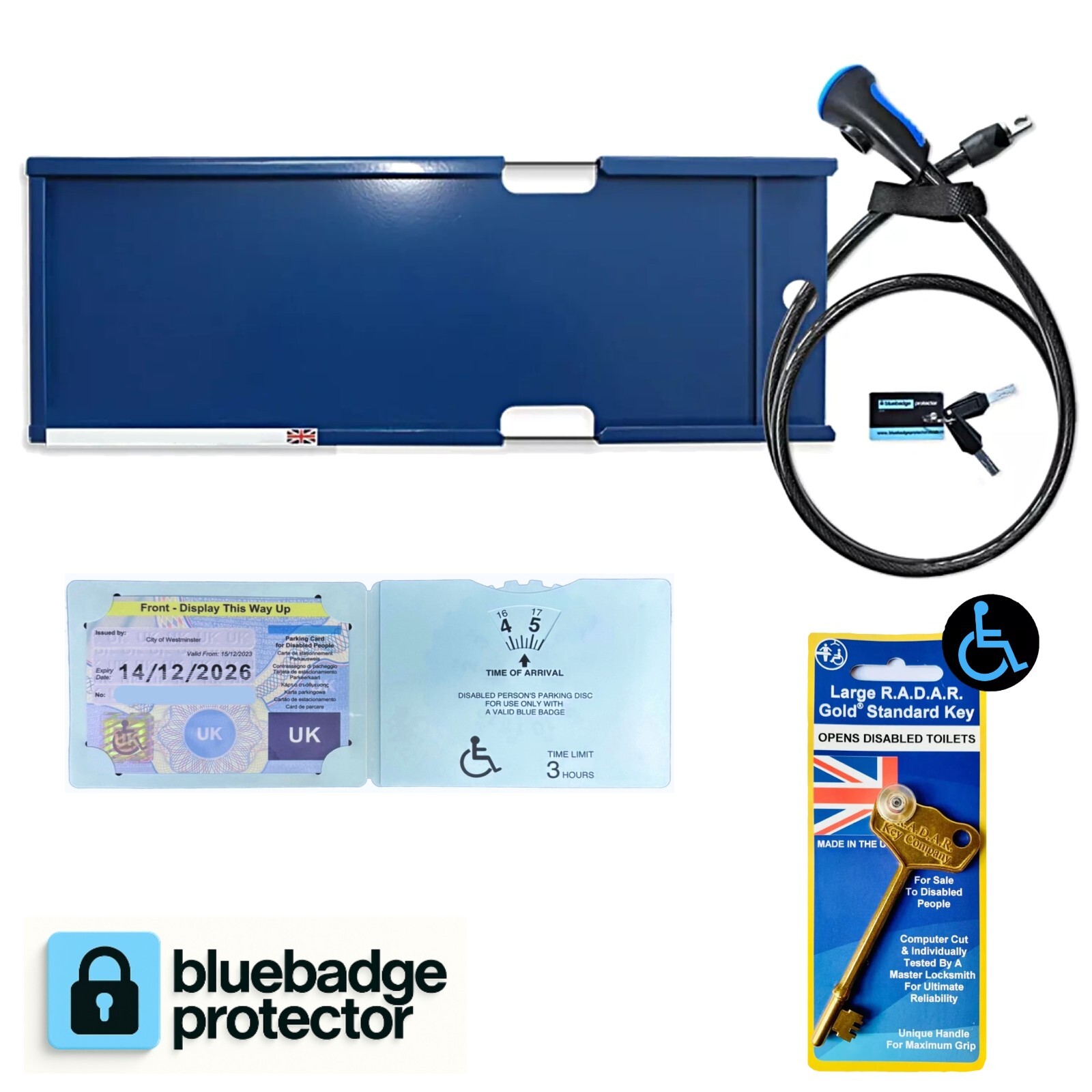 Blue Badge Protector Disabled Anti Theft Holder Lock And RADAR KEY Set Wallet