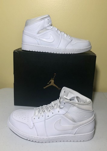 Nike Air Jordan Retro 1 Mid Triple White (2016) Classic 554724-110 Men's  Sz.13 | eBay