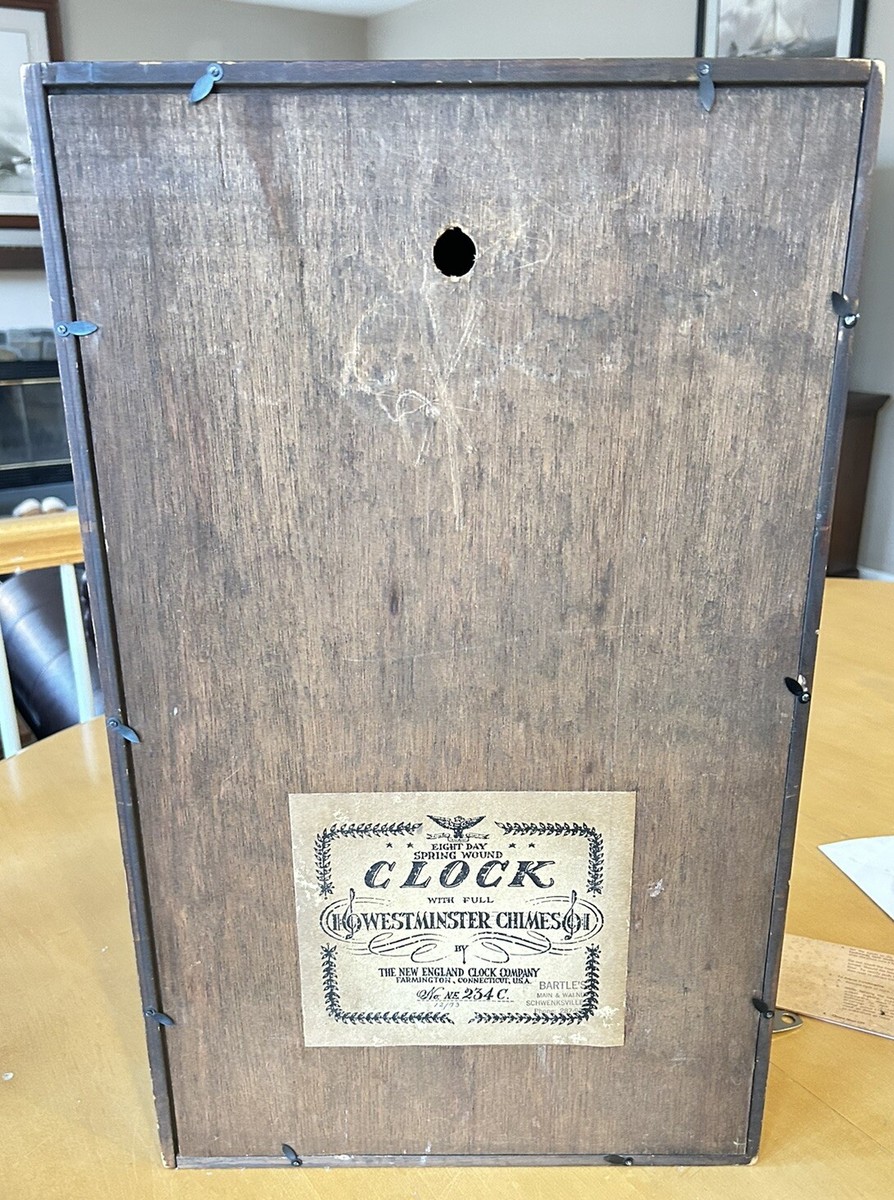 イングランド製Enfield Clock Co. ジャンク　振り子穴3箇所カギ付 Vintage New England Clock Co. Regulator Pendulum Wall Clock