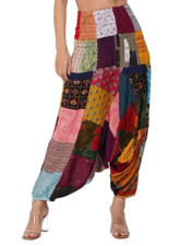 Gypsy Multi Patchwork Harem Pants Boho Baggy Elastic Weist Wide Leg Yoga Trouser