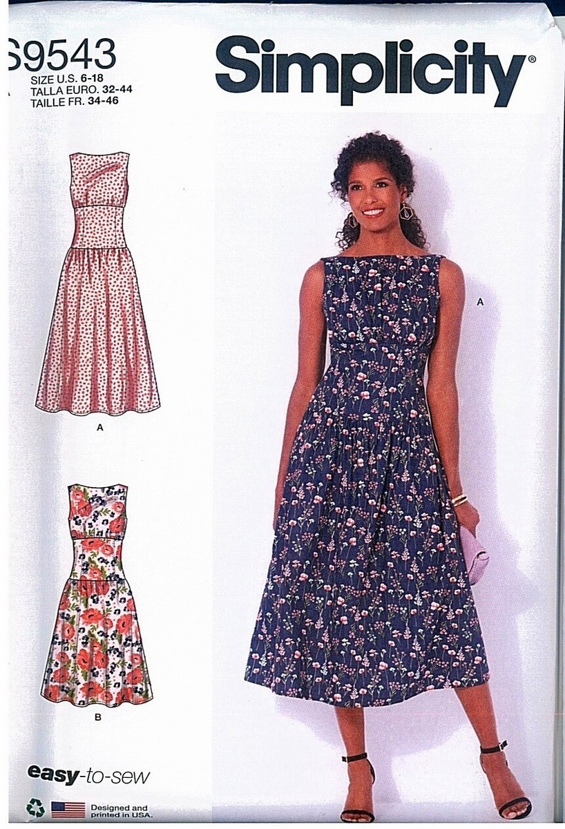 simplicity drop waist dress pattern Simplicity 9451 Drop Waist Dress with Gathered Skirt, Sleeveless and S –  Patterns Central main image 0