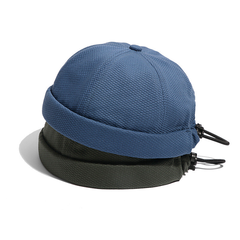 Men Drawstring Skullcap Sailor Hat Outdoor Brimless Beanie