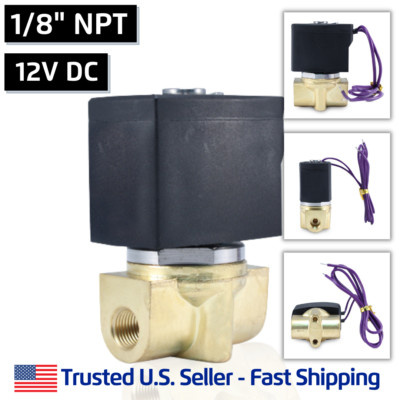 1/8'' 12V DC Electric Brass Solenoid Valve Water Air Gas 12 Volt - FREE SHIPPING
