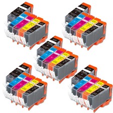 25 PK Printer Ink Set  chip fits Canon PGI-220 CLI-221 MP640 MX860 iP4600