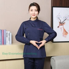 2PCS Unisex Men Women Uniforms Long Sleeve Medical Hospital Nursing Scrub Sets