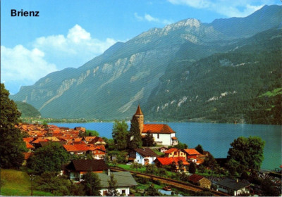 Postcard Vintage Mountains Village View Berner Oberland Switzerland