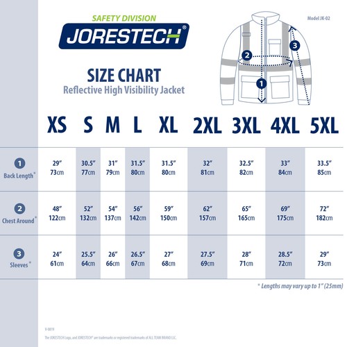 Hi-Vis Insulated Safety Segmented Reflective Jacket Coat Road Work JORESTECH - Picture 2 of 27