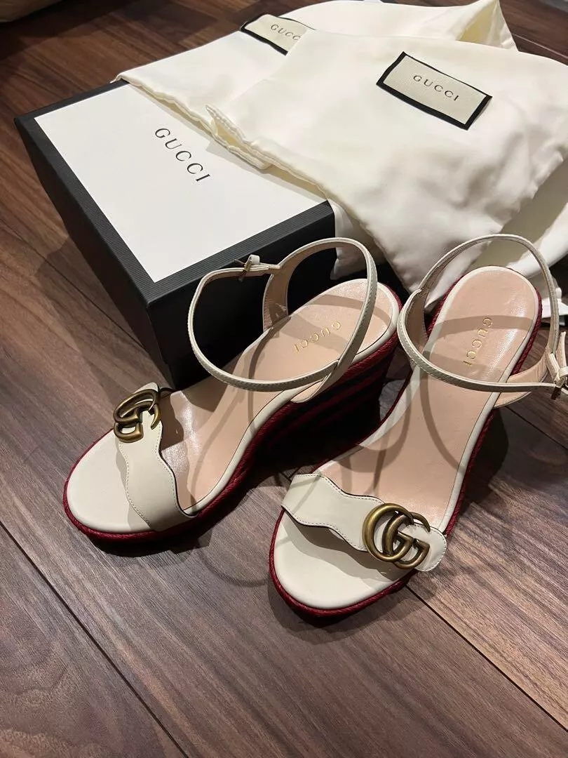 Sandales à semelle compensée logo GUCCI GG mules escarpins chaussures femmes taille EU 36 authentique
