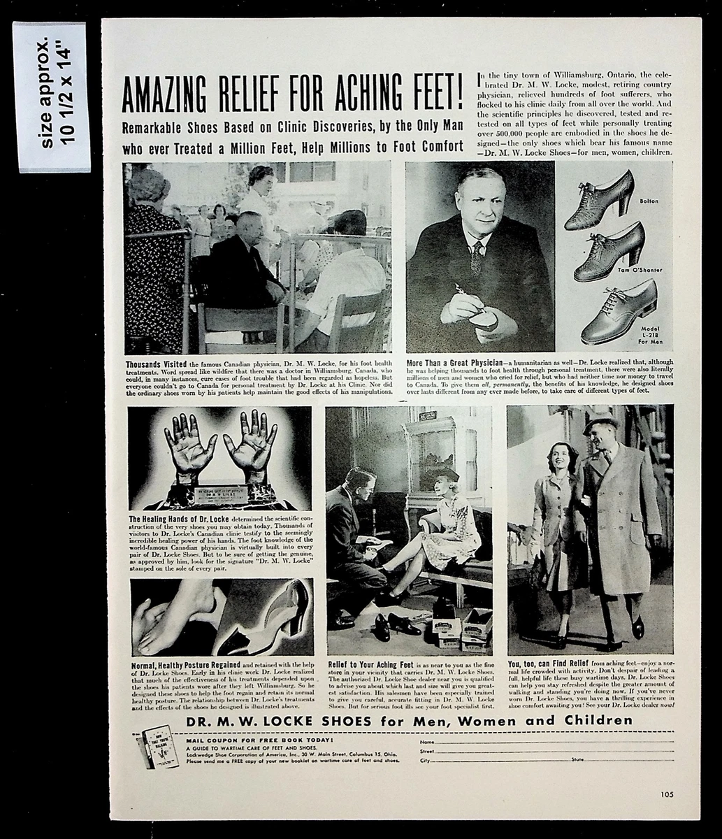 1944 Dr. M.W. Locke Shoes Men Women Children Fashion Vintage Print