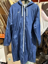 NWT Speedo Swim Parka Jacket Unisex L Blue Fleece Lined Coat Hooded Oversized