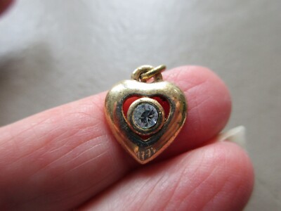 HÜBSCH VINTAGE GOLDTON KRISTALL LIEBE HERZ KLEINER FOB CHARM ANHÄNGER ARMBAND UK