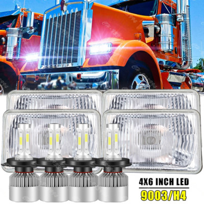 4x 4x6'' LED Headlights Hi-Lo Beam H4656/4651 For Kenworth Peterbilt 357 379 378+