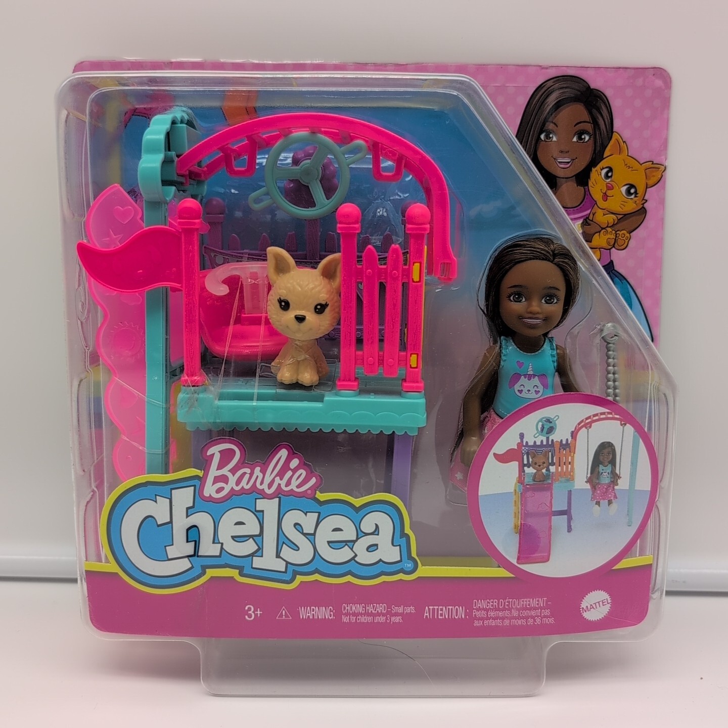 Barbie Chelsea Swing Set Playset with Chelsea Doll & Pet Puppy Brand New