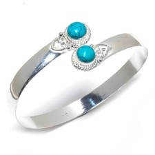 Bracciale gioiello in argento sterling 925 fatto a mano con pietra turchese b...