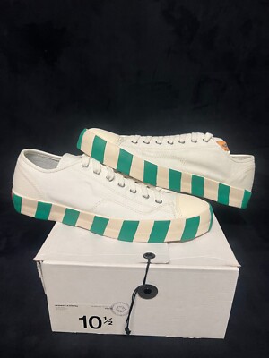VISVIM SKAGWAY LO STRIPES LOW TOP SNEAKER 0116101001002 WHITE GREEN US 10.5