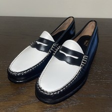 NEW GH Bass Women's Whitney Weejuns Loafers 9 M Black White Leather Loafers