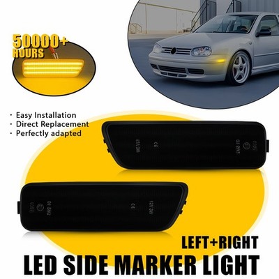 2x Bumper Fender Reflector Side Marker Light Smoked For VW MK4 GOLF JETTA EAQ