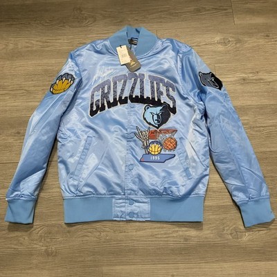 Pro Standard Memphis Grizzlies Satin Men's Blue Varsity Jacket Size Large