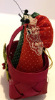 VTG Handcrafted 2 Granny Mice/Woven Wicker Christmas Basket 3.25"x2.5" Ornament — photo 5