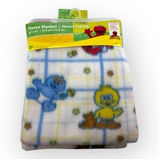 2005 Sesame Street Fleece Baby Blanket Elmo Big Bird Cookie Monster NOS VTG READ