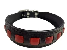 Heavy Duty Leather Dog Collar Padded with Leather Lining & Fully Adjustable.