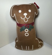 Gingerbread Puppy Dog Home Decor Throw Pillow Christmas St Nicholas Square -New