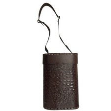 Emejota South American Brown Croc-Embossed Leather Matera Yerba Mate Bag