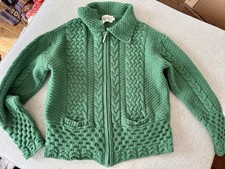 Blarney Woolen Mills Green Merino Wool Cable Knit Sweater size Large