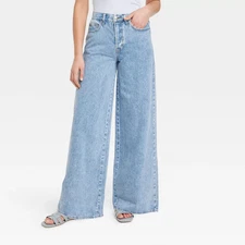 Universal Thread Women's Mid Rise Relaxed Fit Wide Leg Full Wide-Leg Jeans