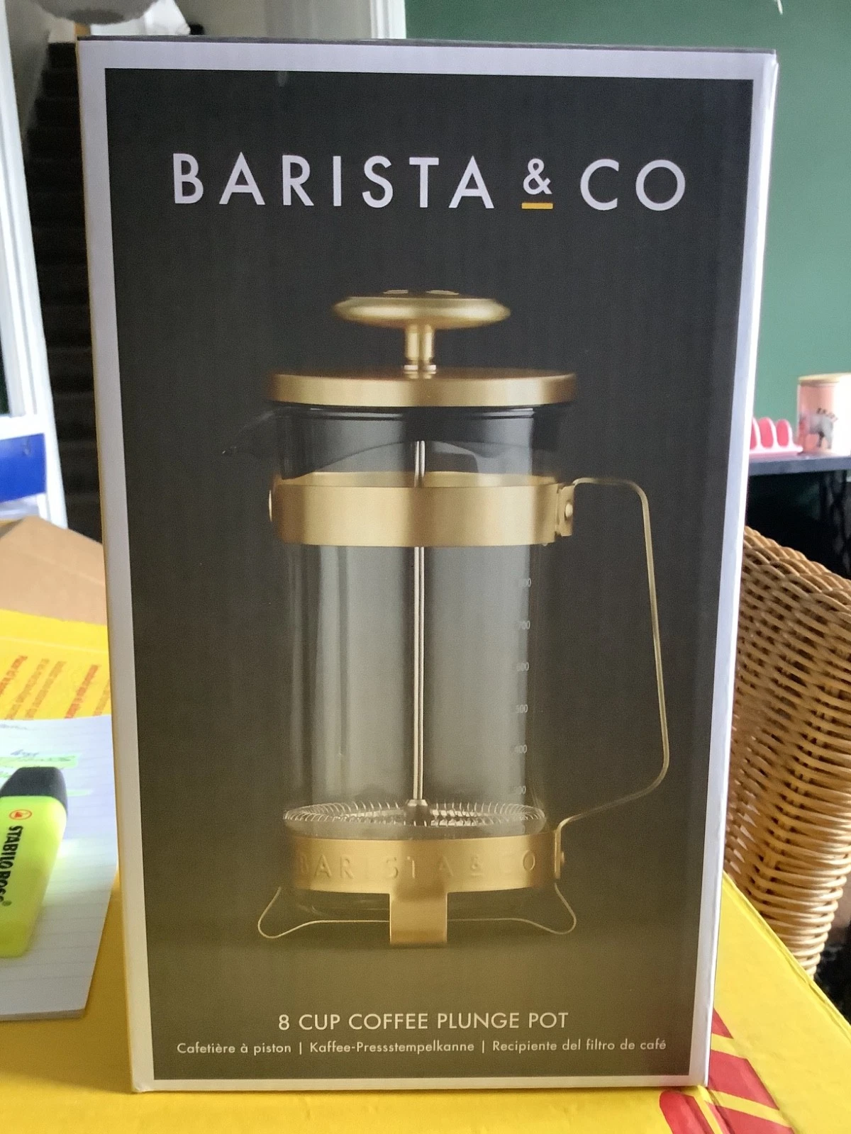Barista & Co Electric Steel 8 Cup Coffee Plunge Pot /Cafetiere GOLD