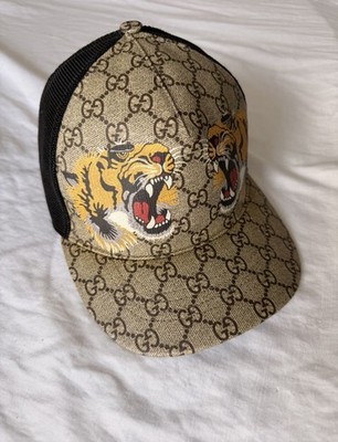 GUCCI Tigers Print GG Supreme Baseball Hat cap - Beige / Brown