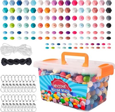 Rubber Beads Bulk Pack for Keychain Crafts, 15mm in Different Styles