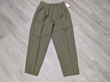 Vintage Wool Blend Pants Womens 13 High Waist Green Pleated Tapered USA 80s