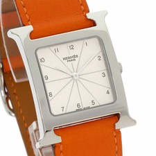 Hermes HH1.510 H Watch Stainless Steel Leather Men's Used Wristwatch 4