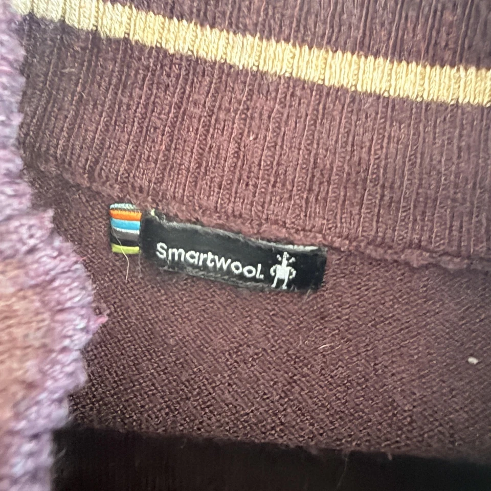 Suéter Smartwool Para Hombre Grande Púrpura Media Cremallera Mezcla Lana Merino Pullover Tejido Foto 2 de 4