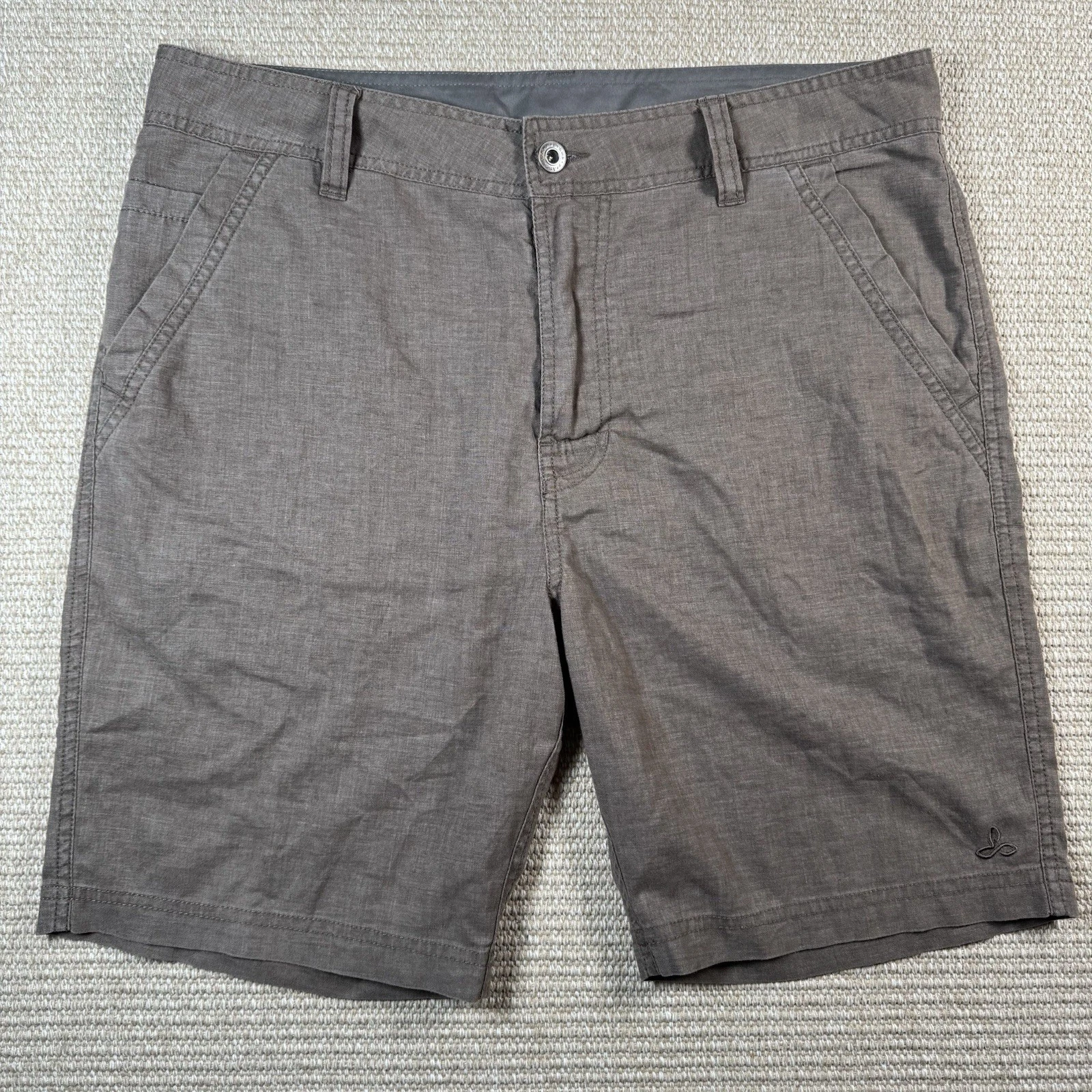 prAna Mens Stretch Shorts 33x8 Brown Outdoor Hiking Casual Lightweight