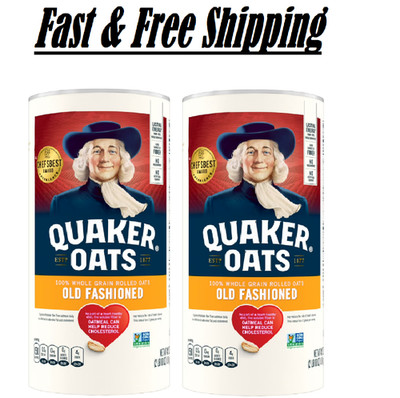 Quaker Old Fashioned Instant Whole Grain Oatmeal 42 oz Canister Dry Oats 2 pack