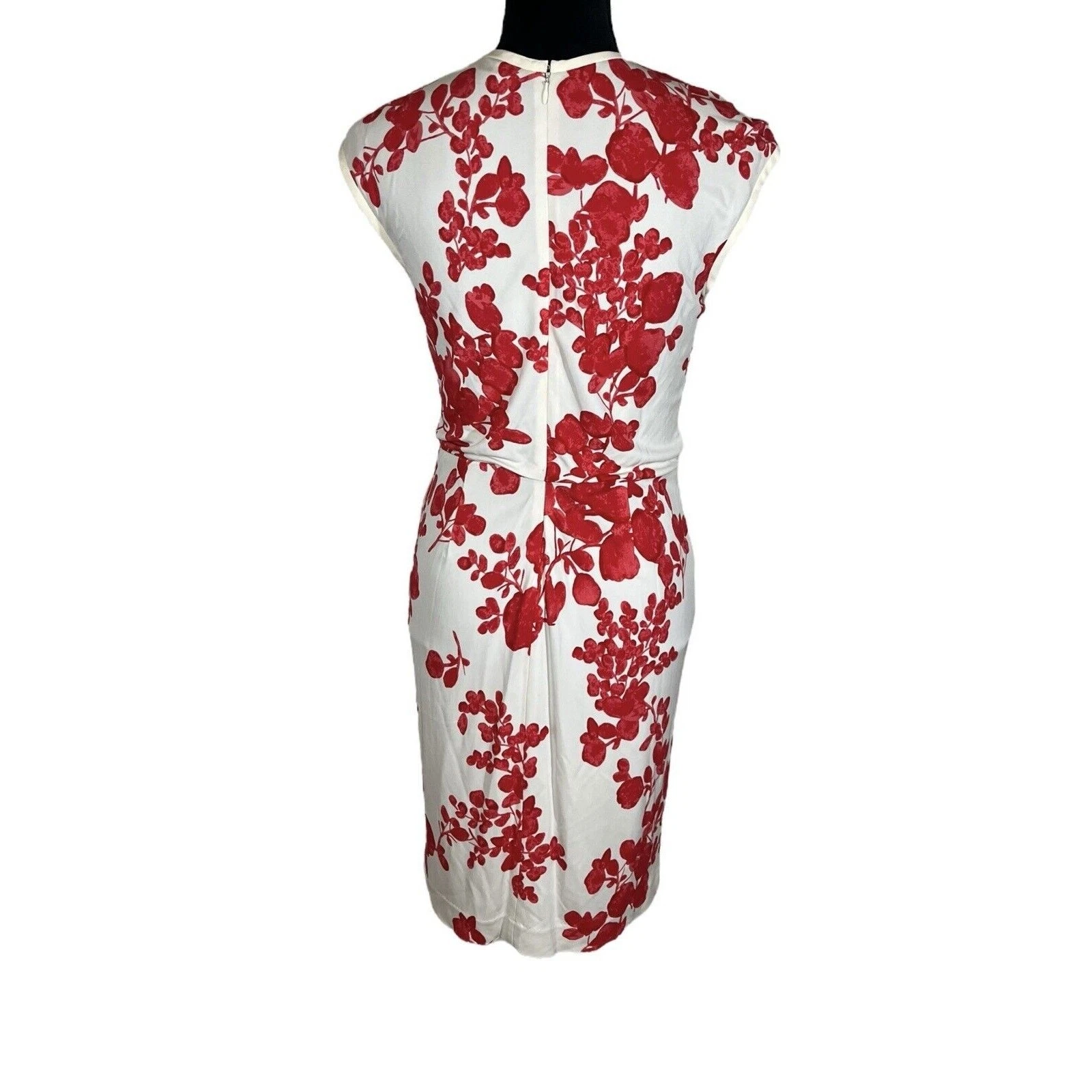 Abito Tory Burch Lydie Flora stampa a strati top matita slim girocollo taglia XS